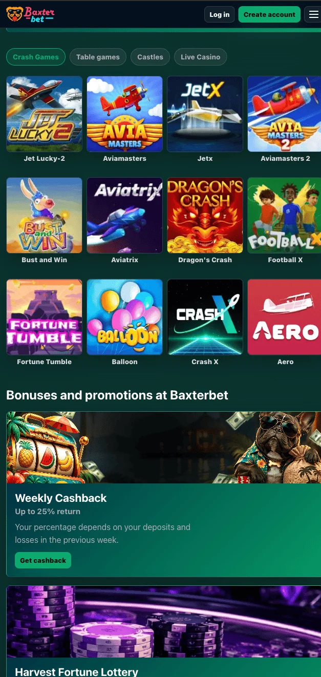 Gra mobilna w Baxter Bet Casino